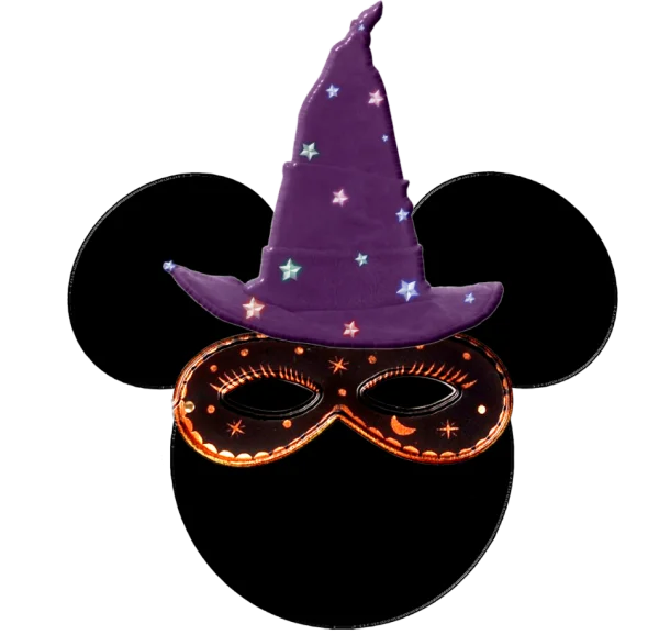Sparkling Witch Hat and Masquerade Mask PNG