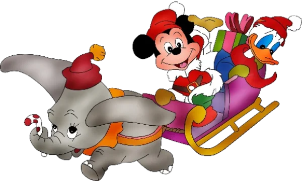 Dumbo Mickey Donald Christmas Sleigh Transparent PNG