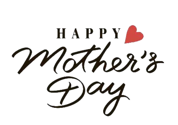 Happy Mother's Day Text with Red Heart PNG