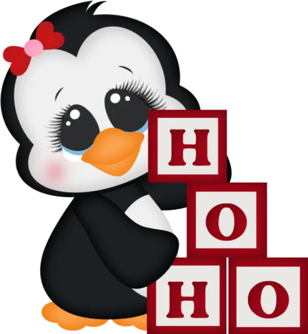 Cute Christmas Penguin HO HO HO PNG