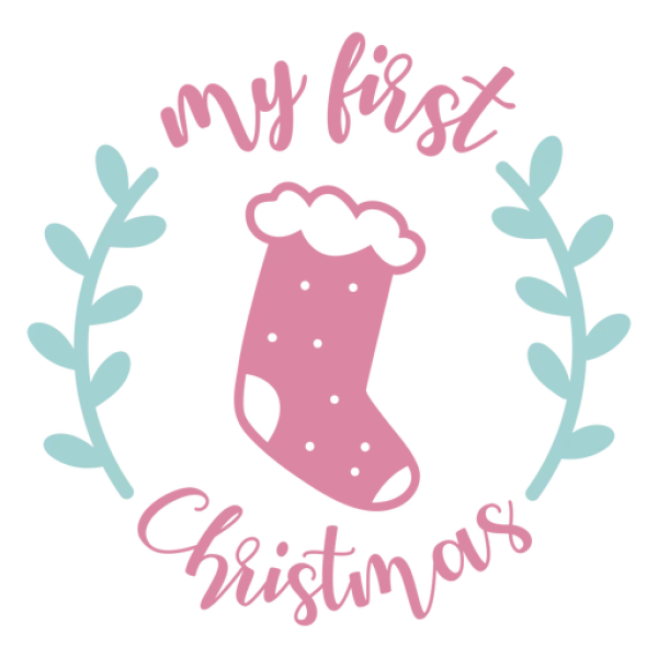 My First Christmas Stocking Wreath PNG