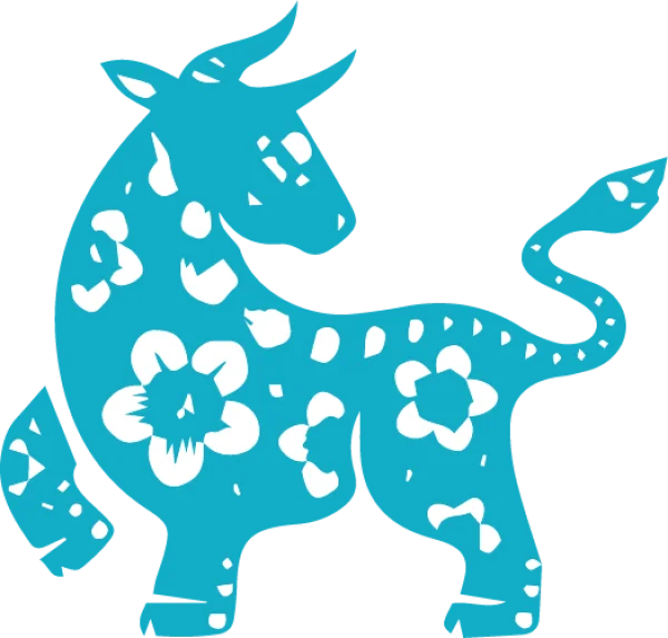 Blue Ox Chinese Zodiac Paper Cutout PNG