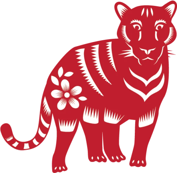 Red Chinese New Year Tiger Paper Cutout PNG