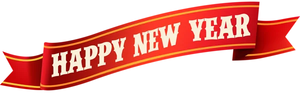 Happy New Year Red Ribbon Banner PNG Transparent