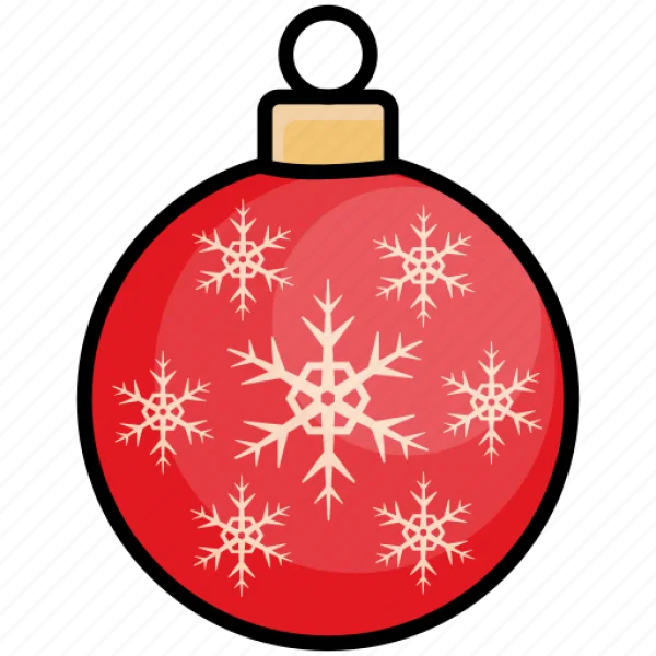 Red Christmas Ornament with Snowflakes PNG