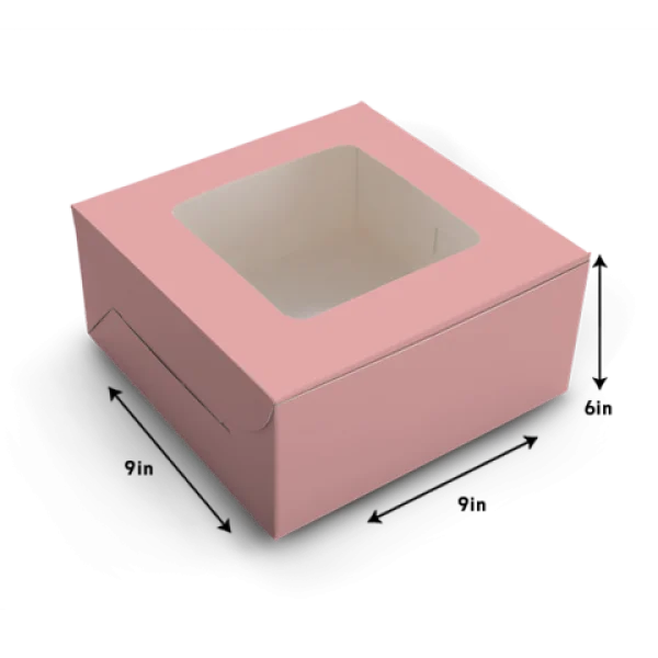 Pink Bakery Box with Window PNG Transparent Background