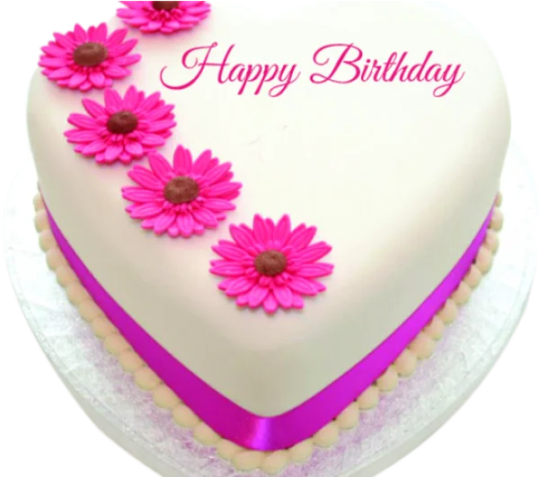 Heart Shaped Happy Birthday Cake PNG