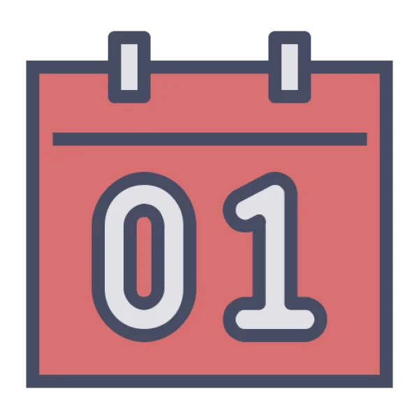 Red Calendar Icon with Date 01