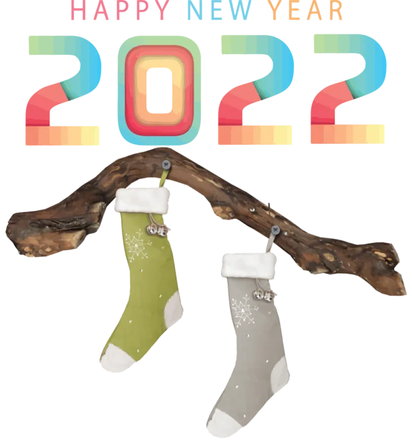 Happy New Year 2022 with Holiday Stockings PNG