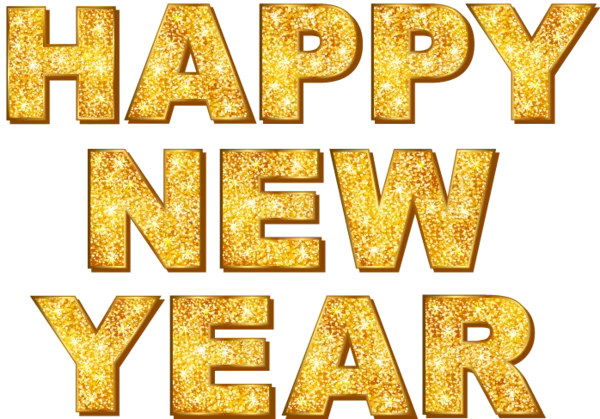 Happy New Year Golden Glitter Text PNG
