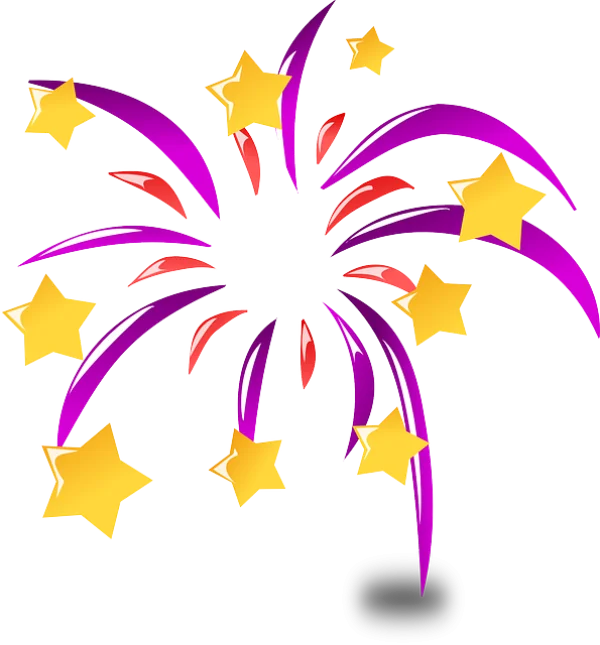 Celebratory Firework Burst with Stars PNG