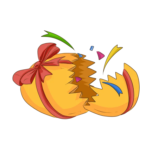 Cracked Easter Egg with Bow and Confetti PNG