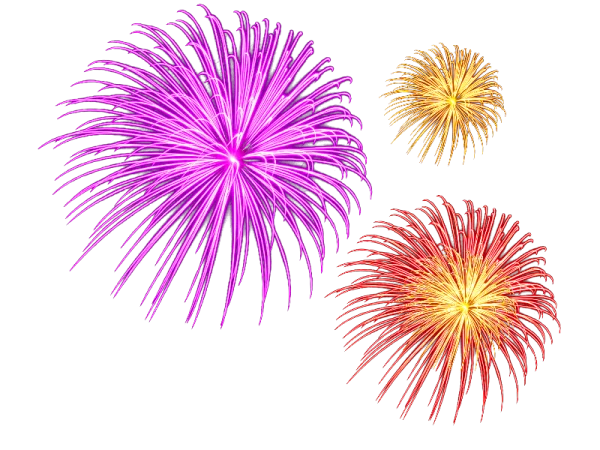 Colorful Fireworks Explosions PNG Transparent Background