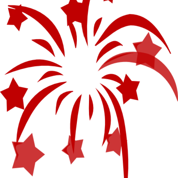 Red Firework Burst with Stars PNG Transparent Background