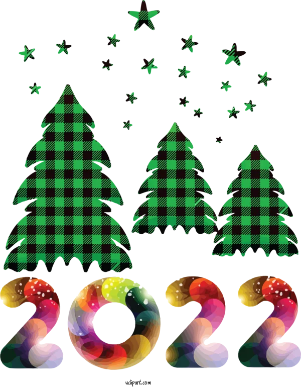 Christmas Trees 2022 Plaid Design PNG