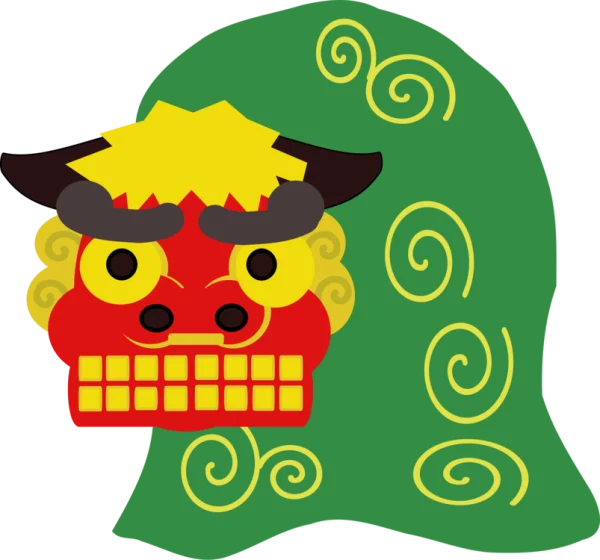Japanese Shishi Lion Dance Mask PNG