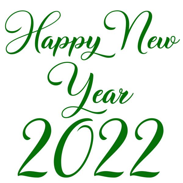Happy New Year 2022 Green Script PNG Transparent Background