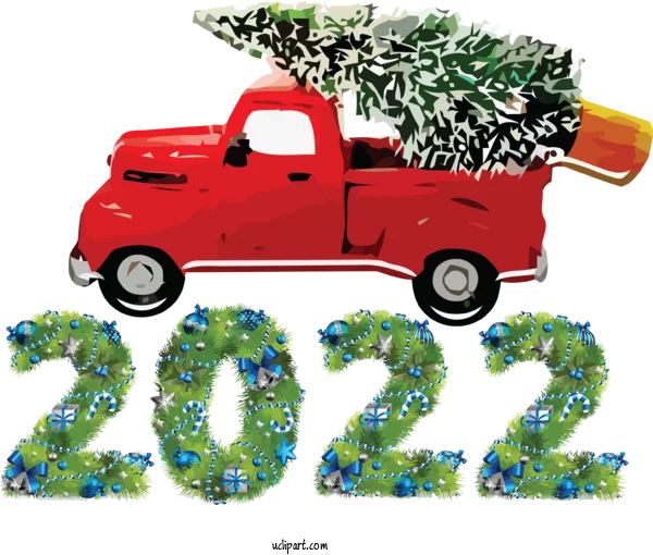 Red Christmas Truck 2022 with Tree PNG