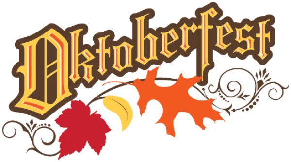 Oktoberfest Text and Autumn Leaves PNG