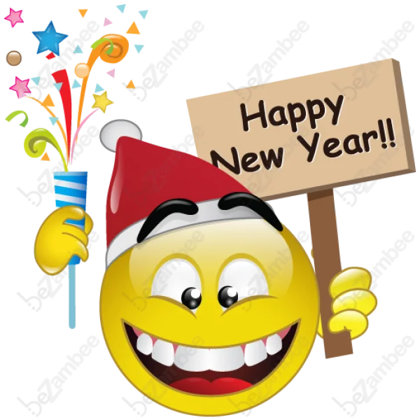 Happy New Year Emoji Celebration PNG