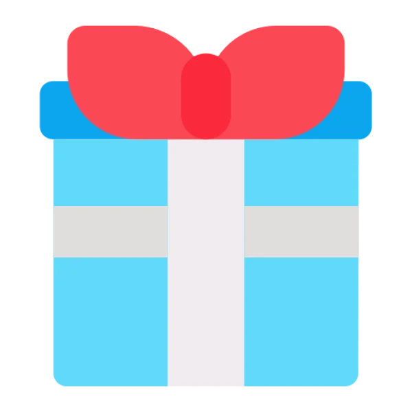 Blue Gift Box Icon with Red Bow PNG