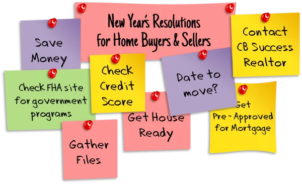 New Year's Resolutions for Home Buyers & Sellers Sticky Notes PNG