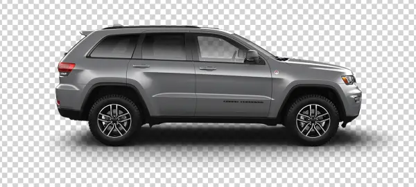 Gray Jeep Grand Cherokee SUV Transparent Background