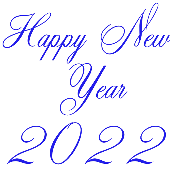 Happy New Year 2022 Blue Cursive Text PNG