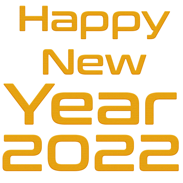 Happy New Year 2022 Orange Text PNG