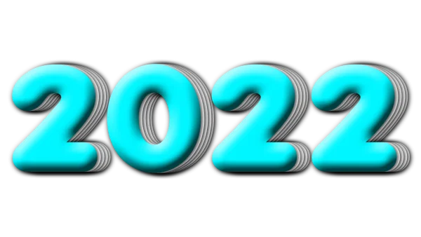2022 Turquoise 3D Text Transparent Background