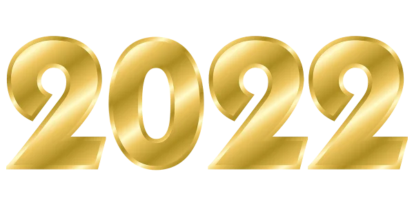 Golden 2022 Numbers Transparent PNG