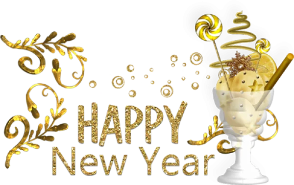 Golden Happy New Year Celebration PNG