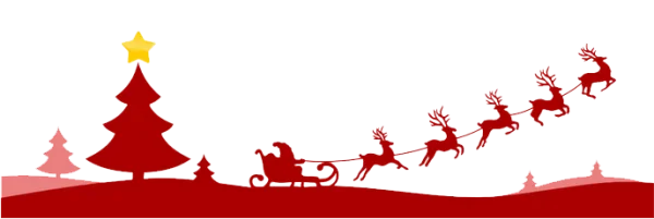 Santa Sleigh and Reindeer Christmas Tree PNG