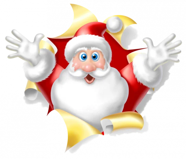 Cheerful Santa Claus Bursting Out PNG