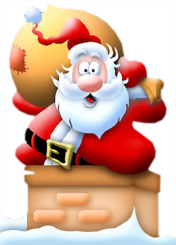 Cartoon Santa Claus in Chimney PNG Transparent Background