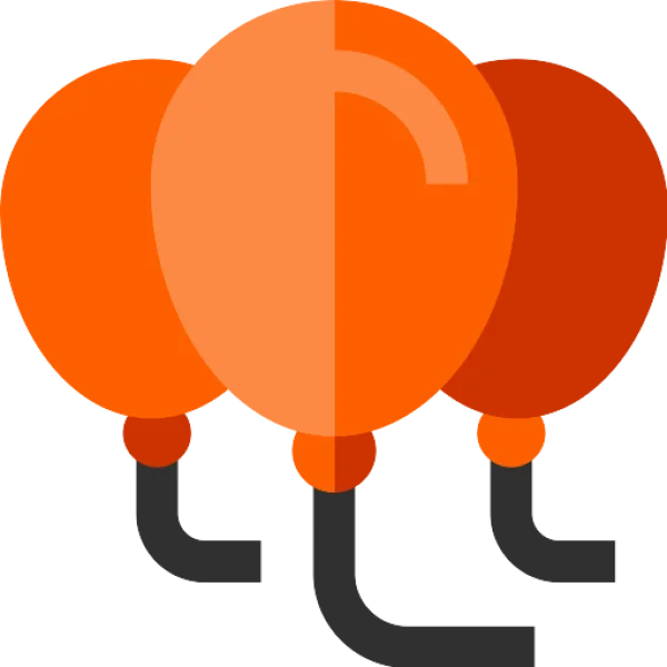Three Orange Balloons PNG Transparent Background