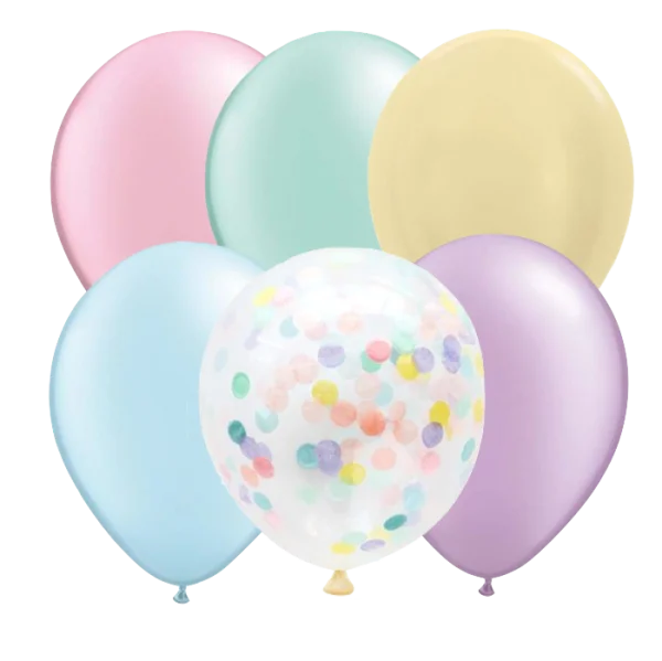 Pastel Confetti Balloons PNG Transparent Background