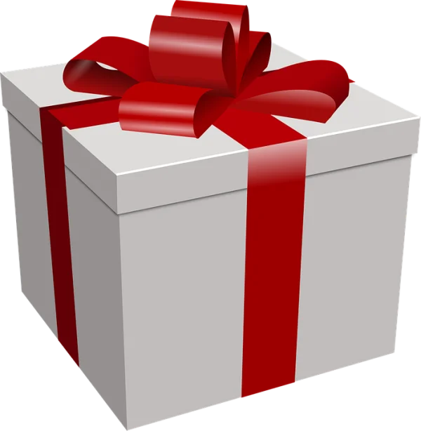White Gift Box with Red Ribbon PNG Transparent