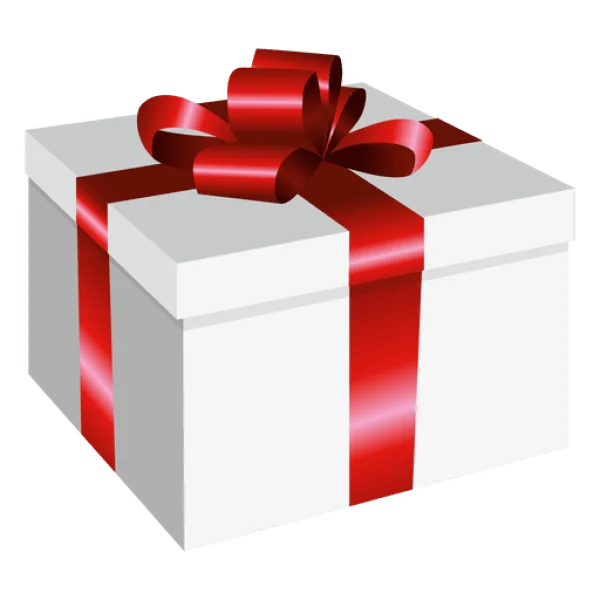 White Gift Box with Red Ribbon PNG Transparent