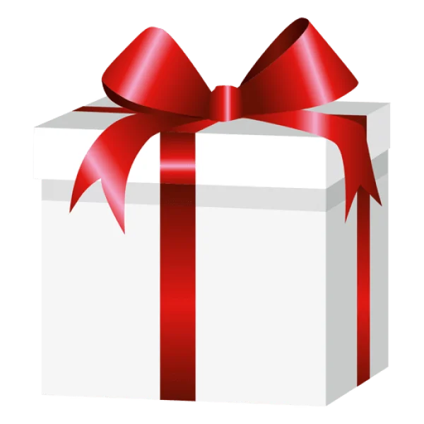 White Gift Box with Red Ribbon PNG Transparent Background