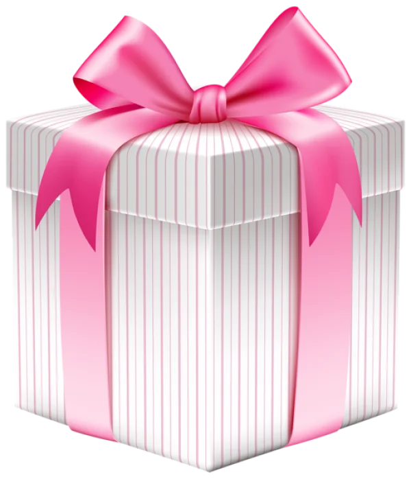 White Gift Box with Pink Bow PNG Transparent