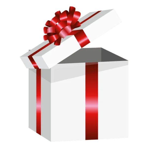 Open White Gift Box with Red Bow PNG