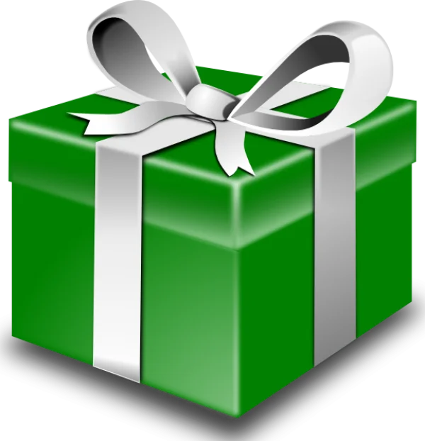 Green Gift Box with White Ribbon PNG Transparent Background