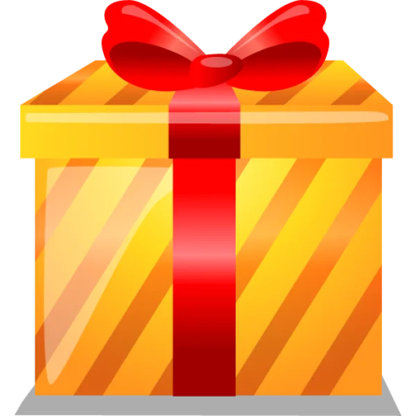 Yellow Gift Box with Red Ribbon PNG