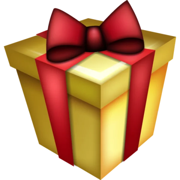 Golden Gift Box with Red Bow PNG Transparent Background