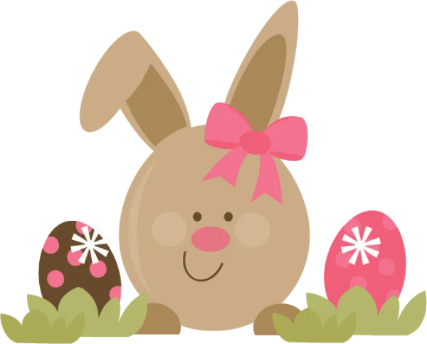 Cute Easter Bunny with Eggs PNG Transparent Background