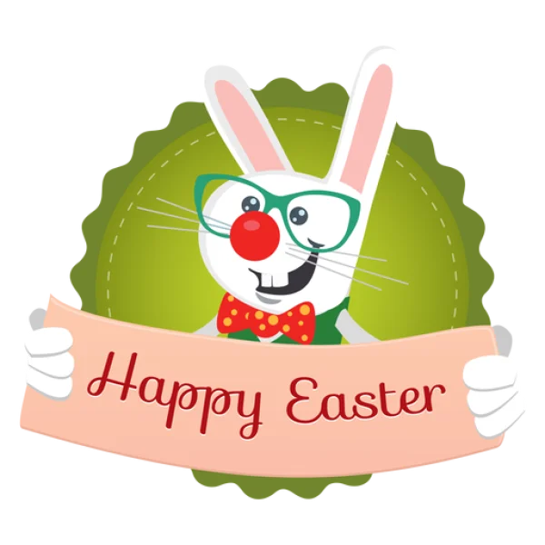 Happy Easter Bunny with Banner PNG