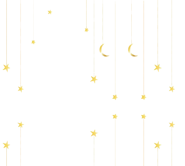 Golden Hanging Stars and Moons Transparent PNG