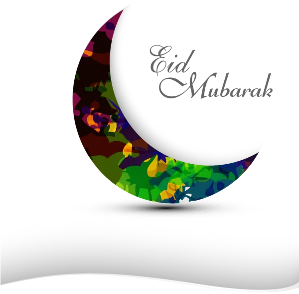 Colorful Eid Mubarak Crescent Moon PNG Transparent