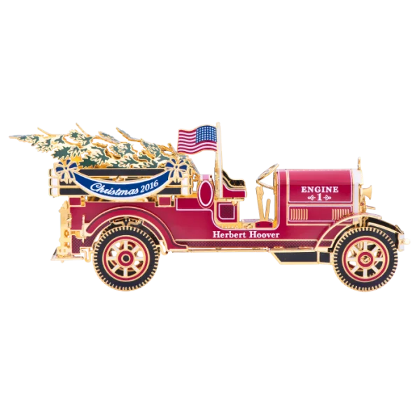 Vintage Red Fire Truck Christmas Tree 2016 PNG Transparent Background